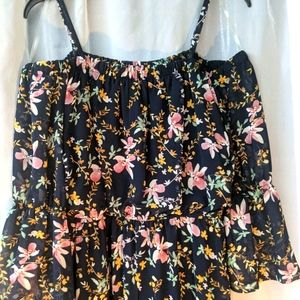 Long flower dress with side slit